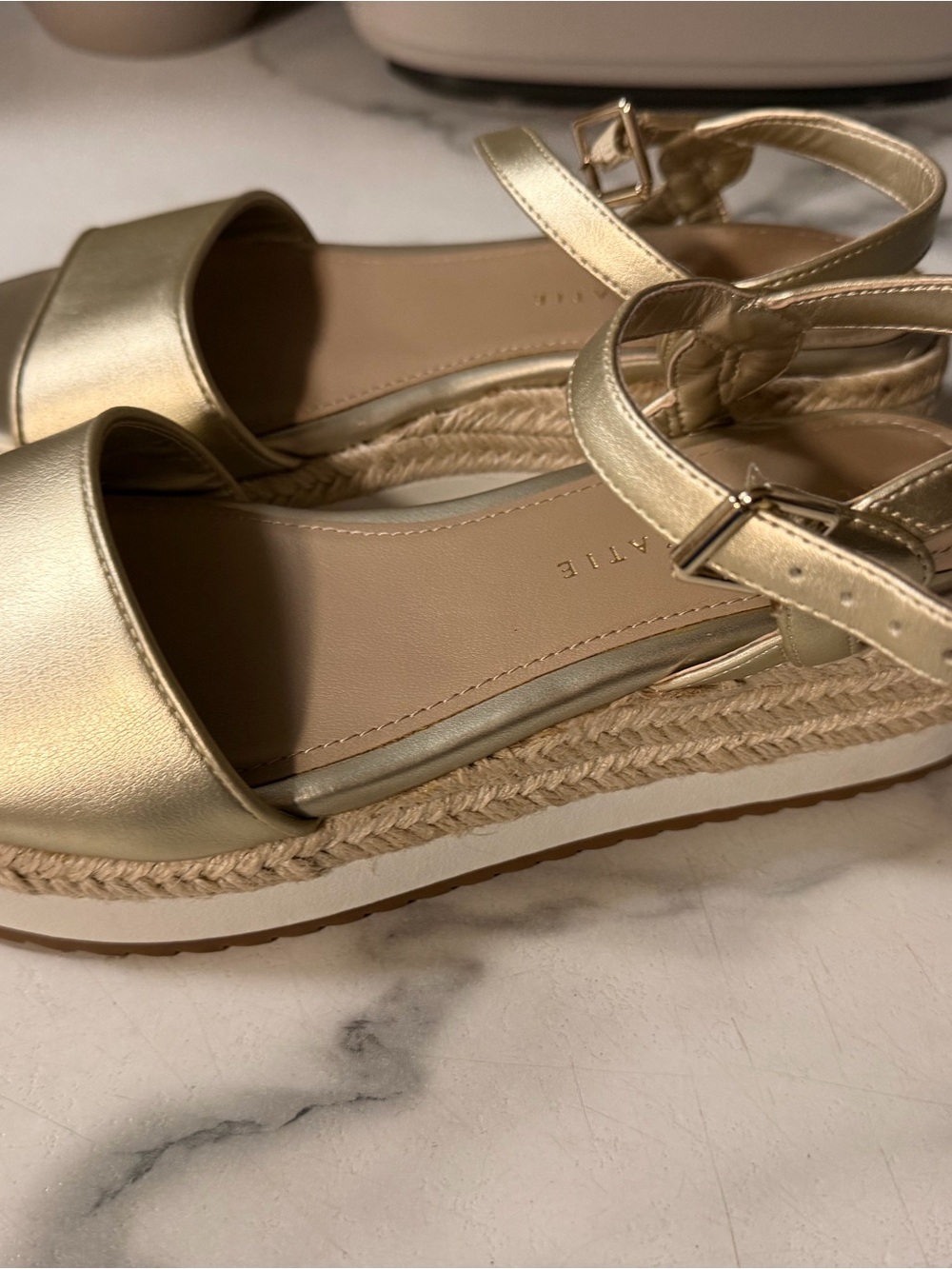 Kelly & Katie Gold Metallic Ankle-Strap Espadrille Sandals - Picture 2 of 4
